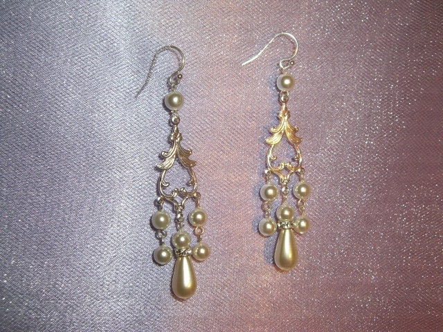 Wedding Earrings, Pearl Wedding Earrings, 925 Sterling Silver, White Pearls