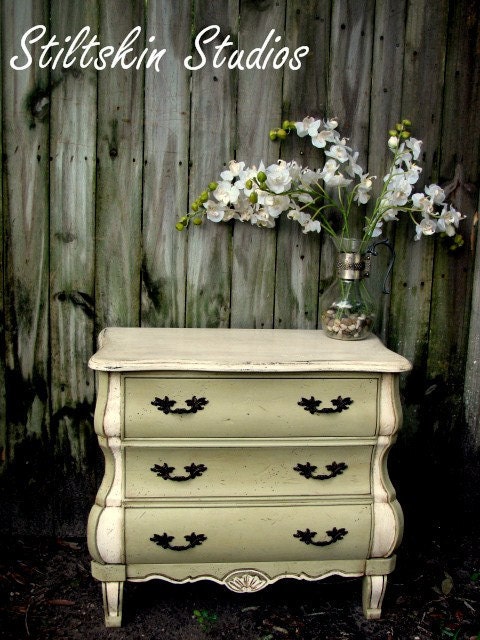 RESERVED ALYSON Charming Rustic French Bombe Chest Side Table