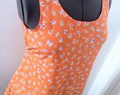 Orange and Pink Rosebud Grunge Mini Dress Size M