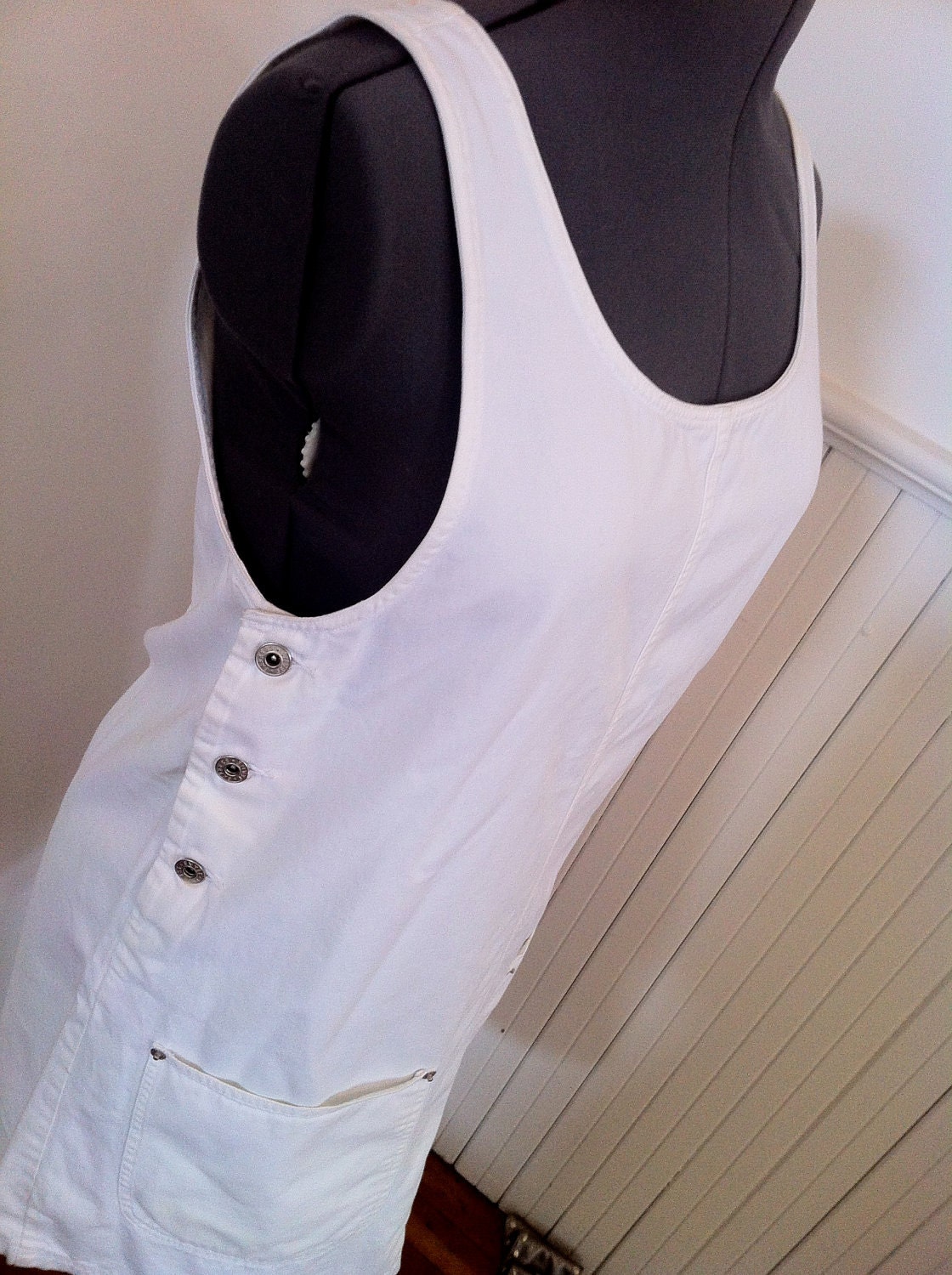 80s White Denim JUMPER/Frock Internationale EXPRESS Size M