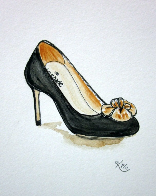 Fashion illustration:    Kate Spade 2011 original shoe sketch