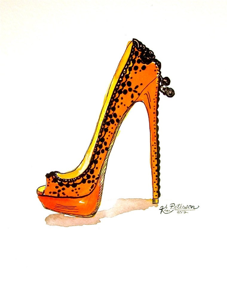 Fashion illustration:   Louboutin Spring 2012 original art