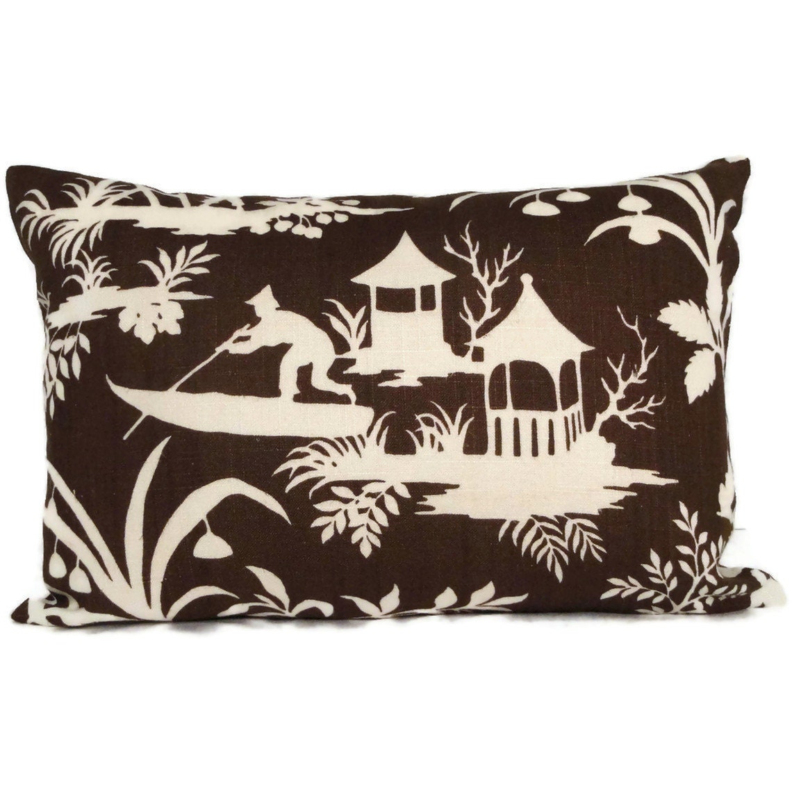 SALE Robert Allen Brown and White Chinese Toile Decorative Pillow Cover, 18x18, 20x20,  22x22, 14x20 or 12x24