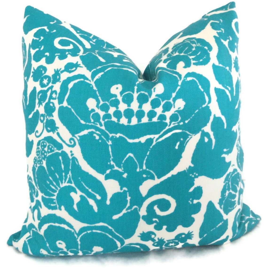 Trina Turk Turquoise Damask Designer Indoor Outdoor Decorative Pillow Cover, Schumacher, 18x18, 20x20 or lumbar pillow