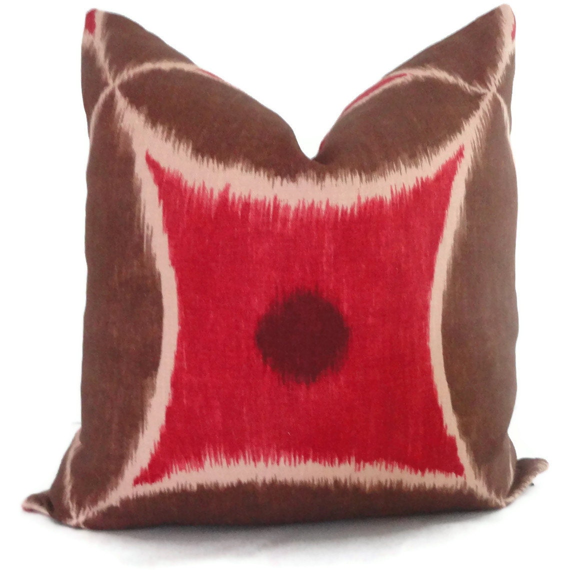 SALE Duralee Red and Brown Ikat Decorative Pillow Cover 18x18, 20x20 or 22x22, Accent Pillow, Throw Pillow, Pillow Case - PopOColor