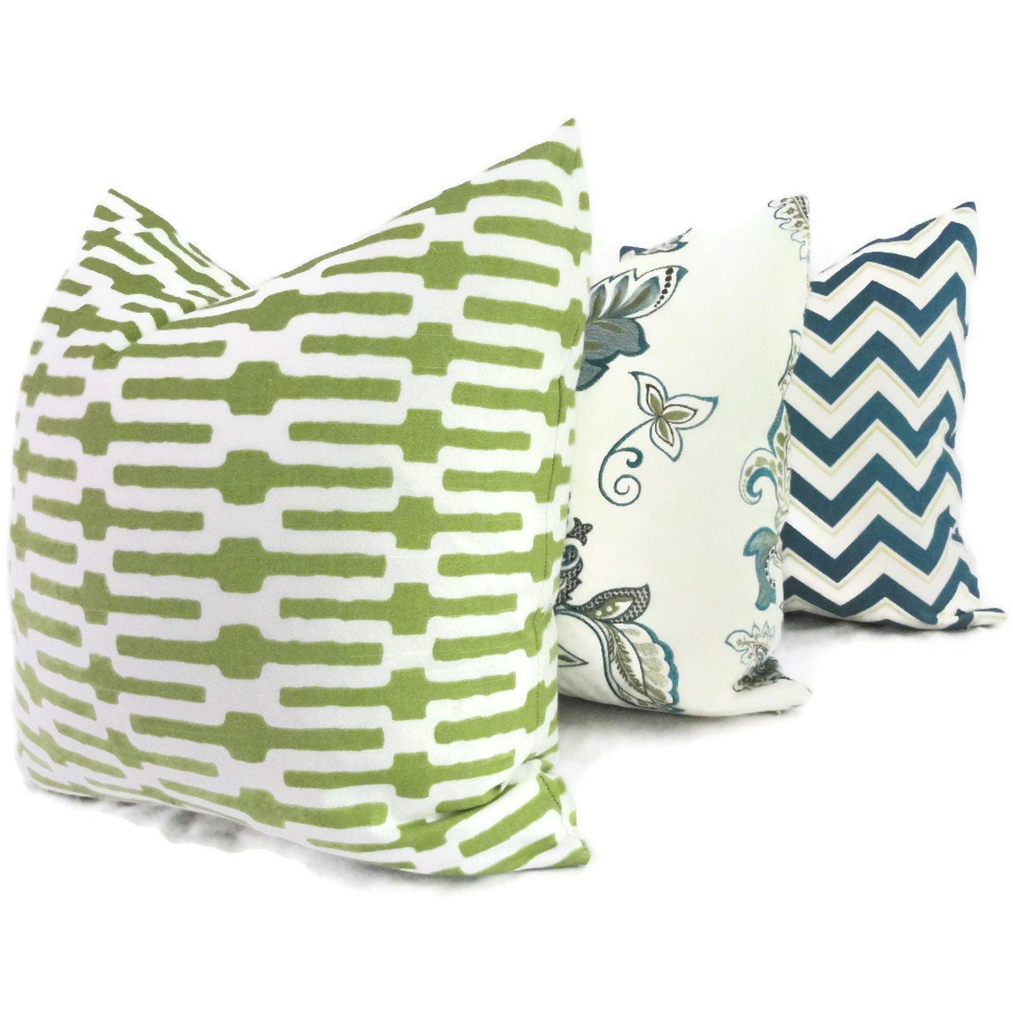 Annie Selke Green Link Decorative Pillow Cover 18x18, 20x20, 22x22 or Lumbar Pillow, Toss Pillow, Throw Pillow, Accent Pillow