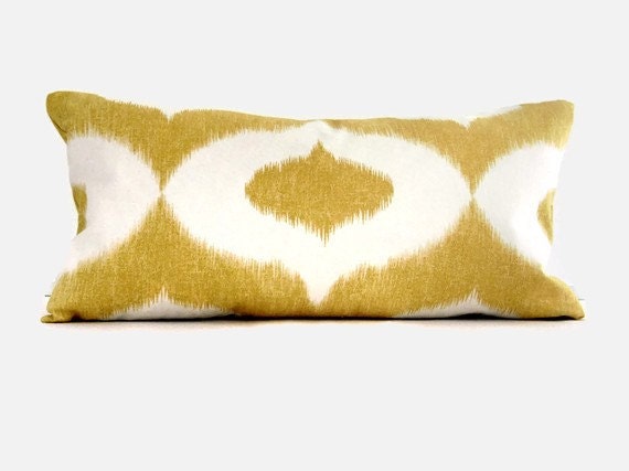 Duralee Yellow Ikat Sofa Decorative Pillow Cover 12x24, 14x20, or 18x18, 20x20, Throw pillow, accent pillow