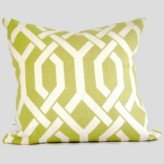 Chartreuse Green Trellis Decorative Pillow Cover 18x18, 20x20, 22x22