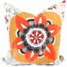 Orange Suzani Indoor Outdoor Decorative Pillow Cover, 18x18, 20x20, 22x22 or lumbar