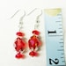 Crystal Earrings Dangle Red Swarovski Bead Capped Barrel