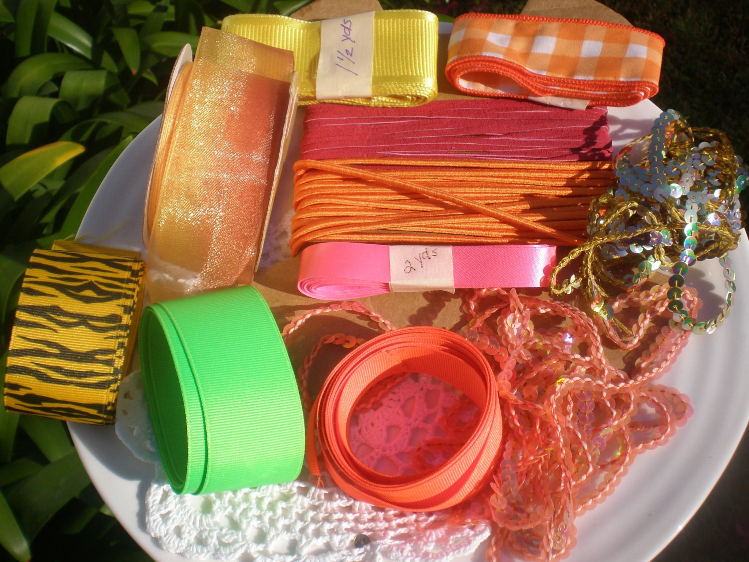 Neon Bright Trim Ribbon Assortment New and Vintage 25 Yards