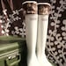 SLUGS Fleece Boot Liners in Ivory with Brown Damask Floral Cuff, Wellingtons Welly Tall Socks, Travel Adventure Style (Med/Lg 9-11 Boot)
