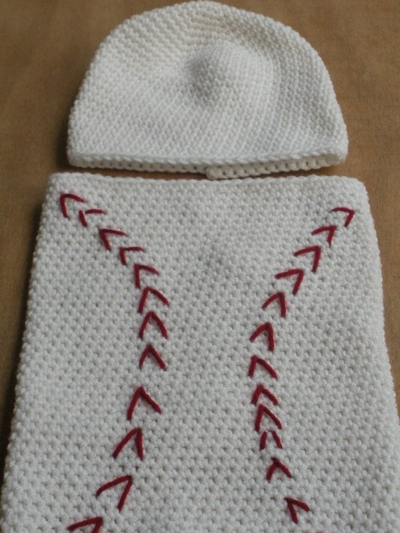 Crochet Baseball Cocoon and Cap Baby Boy Baseball Costume Photography Prop