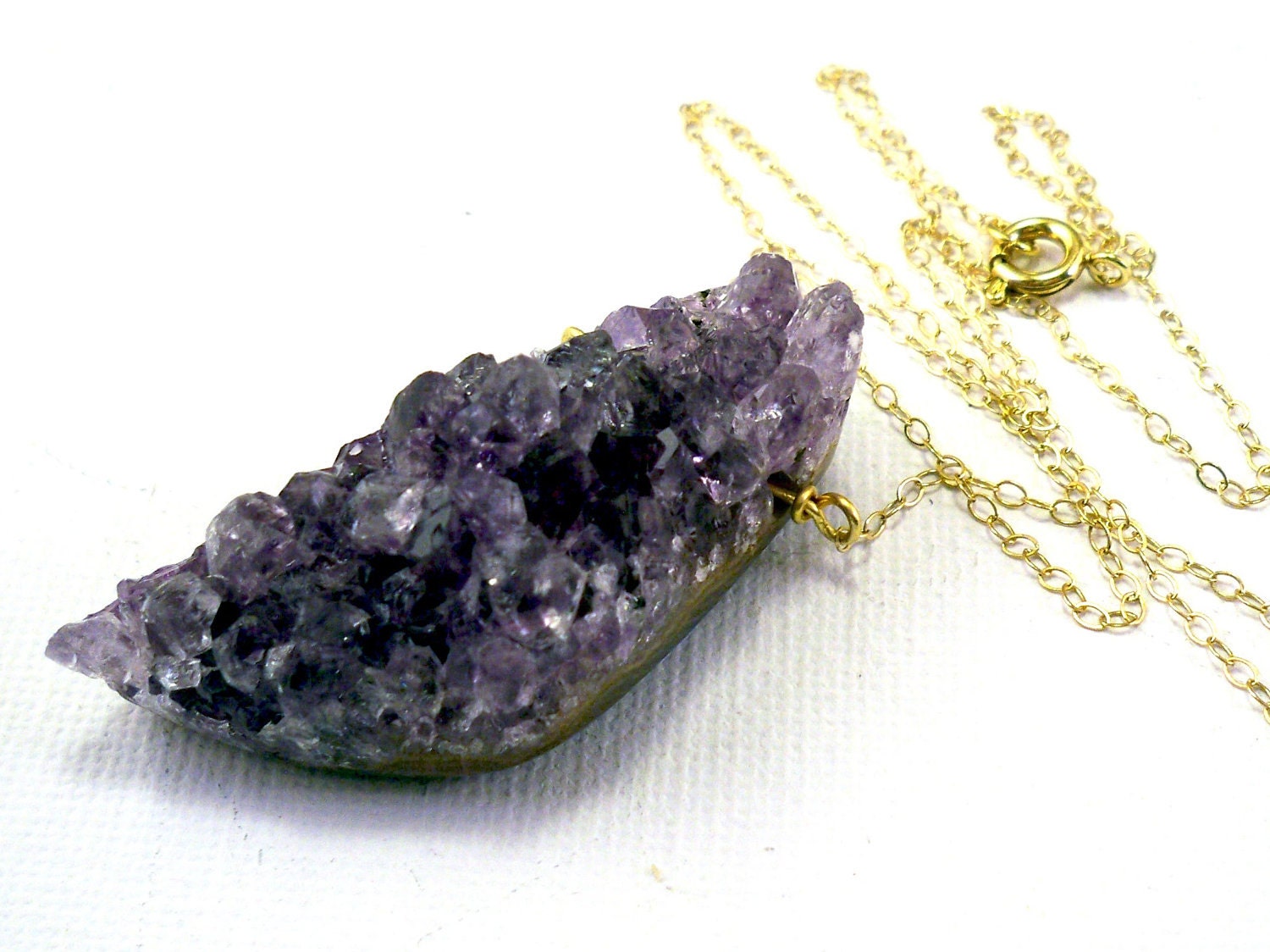 Amethyst druzy necklace - drusy amethyst, gold filled chain, gold necklace, handmade drusy jewellery, fall fashion, holiday gifts