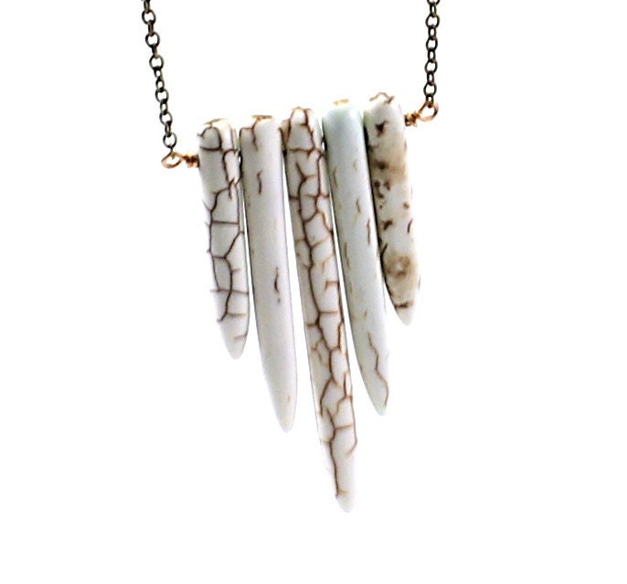 Long necklace: inspired by Native Americans necklace, white turquoise chevron necklace tribal buffalo turquoise ethnic brown neutral