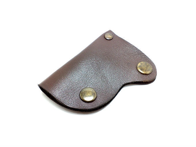 Handmade dark brown genuine leather Key Holder / case/ keychain  sweet mini bag ooak free monogram, personalized