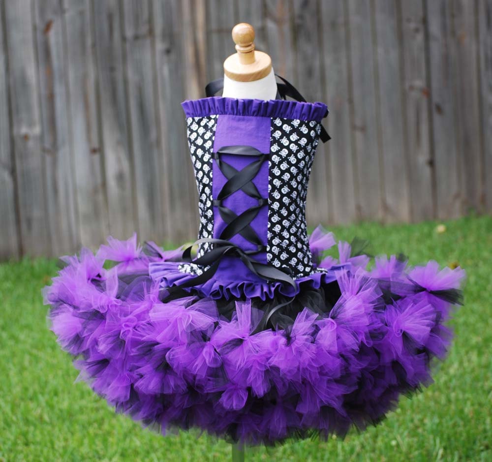 Over the top custom pirate costume pettitutu and corset set purple or black 12 months 18 months 2T 3T 4t and larger