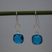 Azure blue quartz square sterling silver bezel set earrings