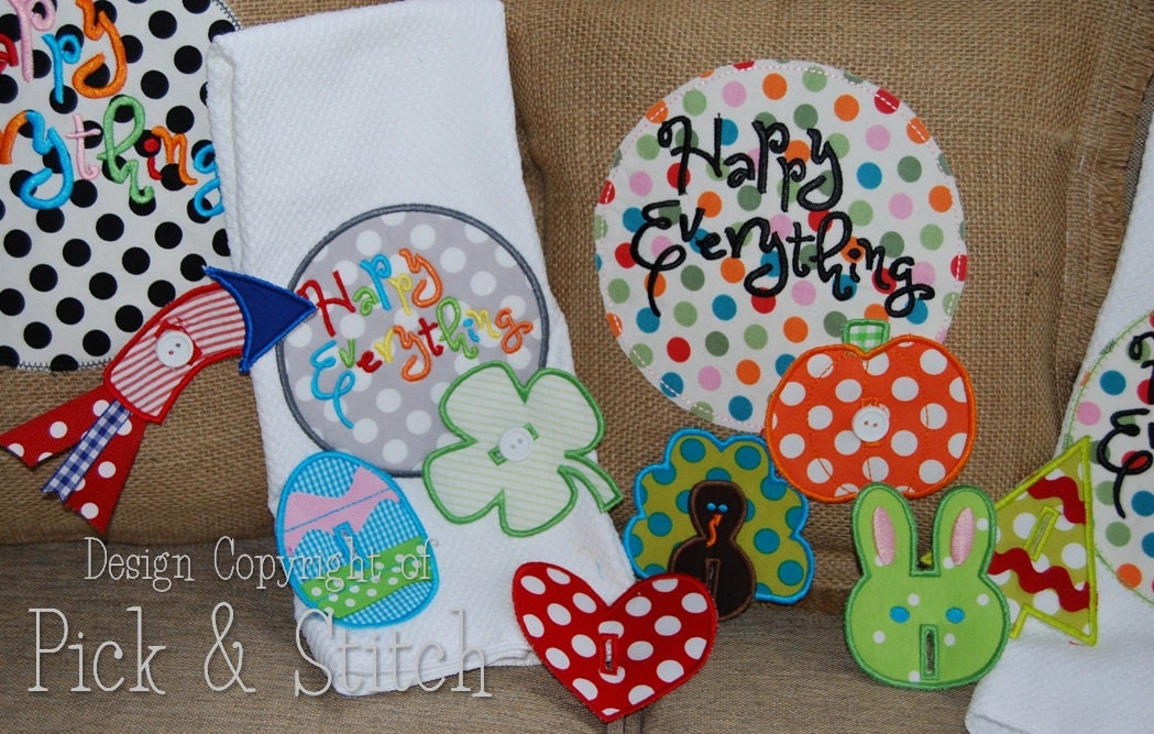 Happy Everything Applique Charm Set Embriodery machine design