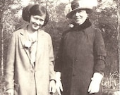 ON SALE Vintage Photo - Mother & Daughter Outside, Mom in Long Jacket, Hat and Gloves, Girl w. Poofy Bun Hairdo - c. 1910s-1920s antique