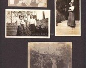 Set of 4 Vintage Photos - Women in Edwardian Style Clothes, White Shirts w. Long Black Skirts and Cinched Waists, Pompadours, c.1900s-1910s