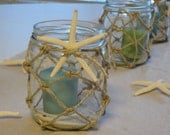Starfish  Nautical Rope candle holder jar (set of 4)