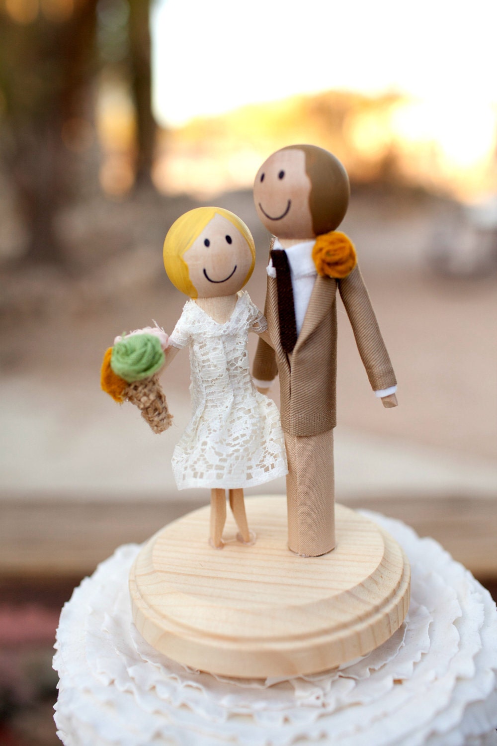 Cake Topper- Handmade Keepsake Wedding Topper- custom made wood bride and groom