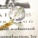 Vintage Faceted Clear Round Lucite Pendant, Gold Plated Brass Cable Chain, Simple