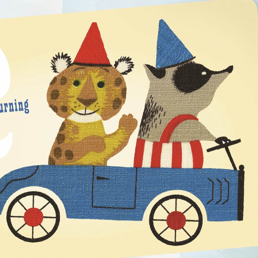 20 Personalized Birthday Party Invitations - Badger and Lion Cub in Go Cart