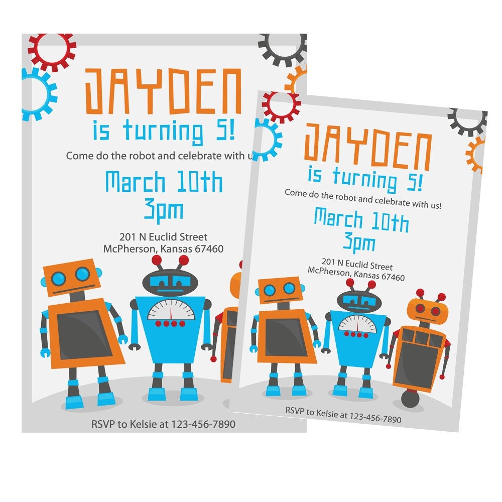 robot party invitations