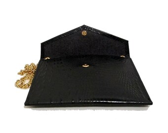 Croc Embossed Crossbody Bag - (black croc)