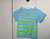 80's inspired striped tee-toddler/baby girl, 18-24 month (upcycled)