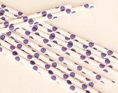 15 Cannucce a pois viola - 15 Purple Polka Dot Paper Straws