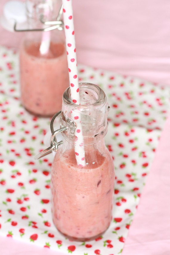 15 Cannucce bianche a piccoli pois rossi - 15 Red and White Polka Dot Paper Straws