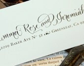 Custom Calligraphy Address Stamp -- Hand Calligraphy and Type Single line -- Vintage Reserve Style