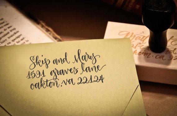 Custom Calligraphy Address Stamp -- Elle Style All handwritten