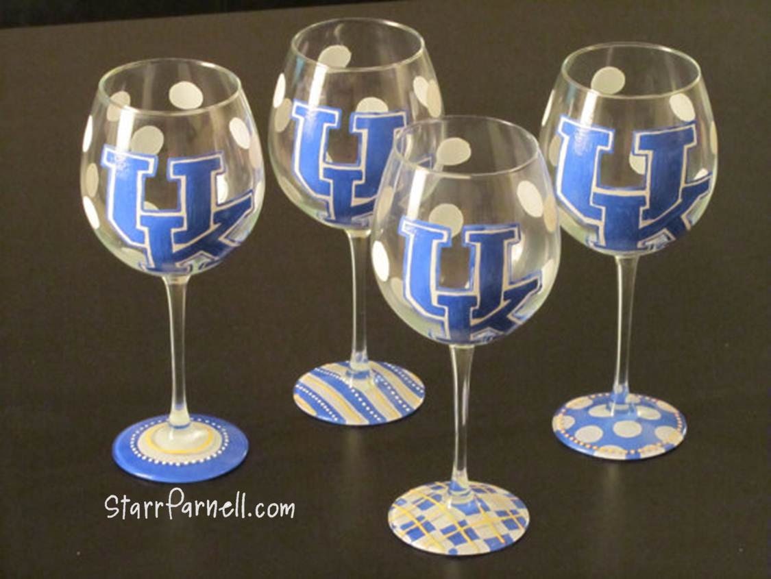 University of Kentucky Themed Polkadot UK Wine Glasses