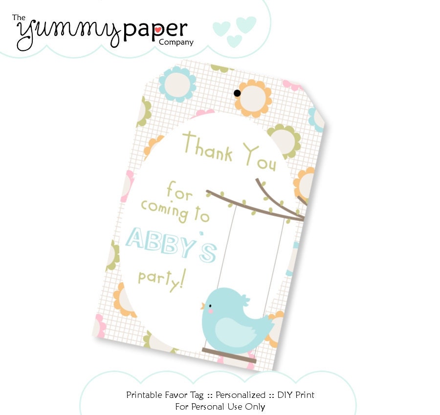 A Little Birdie Told Me Party - Favor Tags .. Personalized DIY Party Printables .. lbt01 Il_170x135