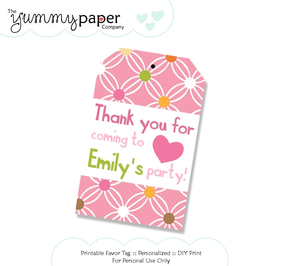 Pink Elephant Party - Favor Tags ... Custom DIY Party Printables pe02 Il_570xn