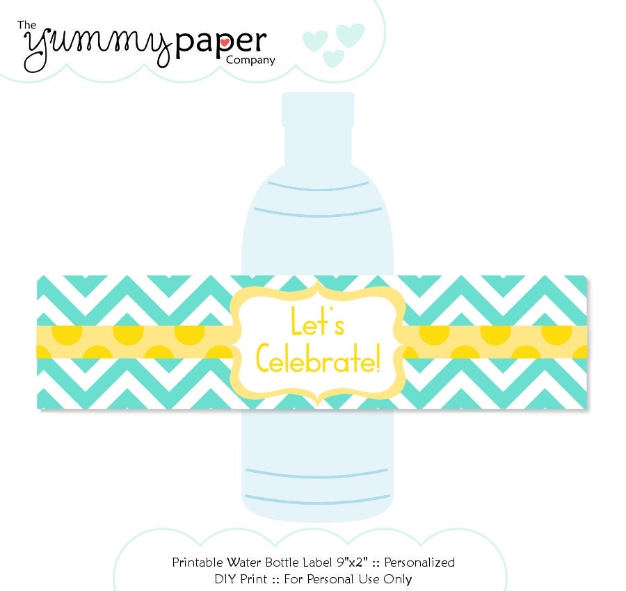 Aqua and Yellow Party - Water Bottle Labels ... DIY Party Printables .. ay01 Il_570xn