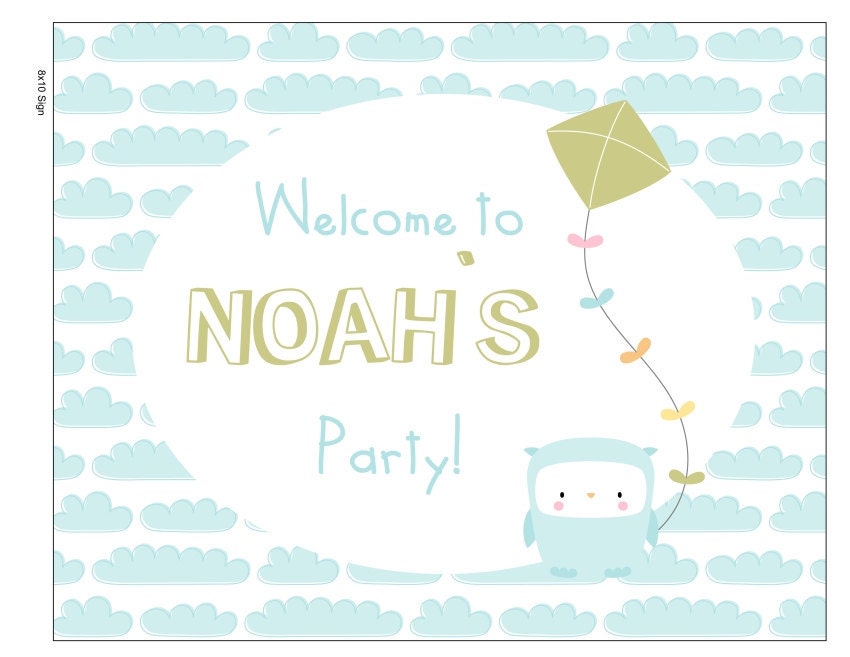 Owl and Kite Printable Party Package - Personalized Birthday DIY Party Printables.. ok01