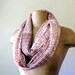 Coral Infinity Scarf - Coral Peach Flowers and Stripes - Handmade Cotton Jersey Circle Scarf - Womens Scarves