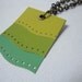 Paint chip necklace green, teal, pear on antiqued bronze chain