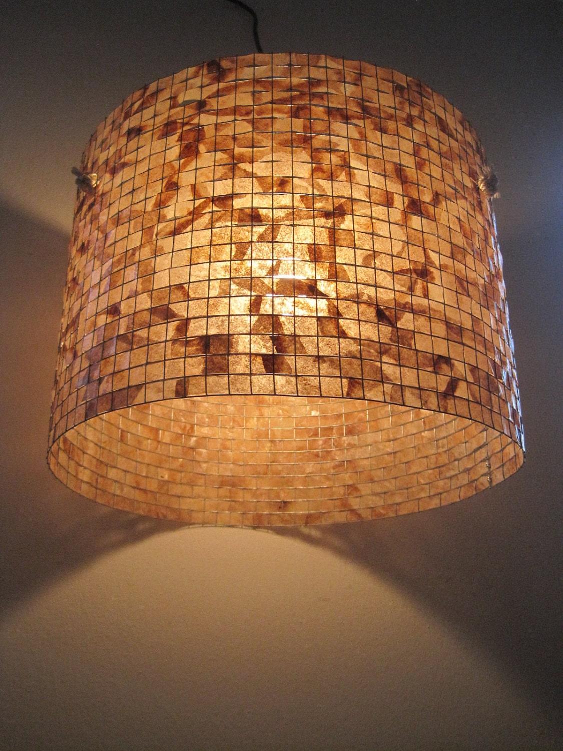 COFFEE FILTER ART - Handmade Lighting Fixture Unique Hanging Pendant Light Rustic  Hanging Light Drum Shade