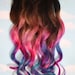 Ombre Dip Dyed Hair, Clip In Hair Extensions, Tie Dye Tips, Brunette Hair, Hair Wefts, Human Hair Extensions, Hippie hair