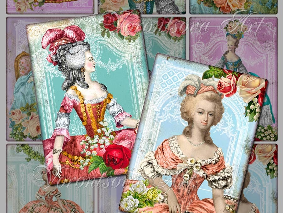Marie Antoinette - Digital Collage Sheet. Printable Imade ATC ACEO Download 901