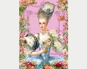 BAROQUE GARDEN Marie Antoinette printable image. Digital Collage Sheet for paper, design, invitations, gift  tags. Handmade Imade 014