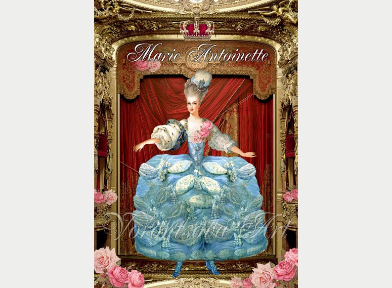 MARIE ANTOINETTE in the THEATER. Digital Collage Sheet for paper, invitations, gift tags. Printable download 012