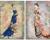 Art Nouveau vintage - old fashion -  Belle Epoque - 4 beauty images -  Digital Collage Sheet  - Printable download -414