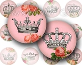 1 inch circle digital art. Crowns Digital Collage Sheet Printable Images download - glass pendant, Bottle Cap, Magnet, bottlecap. 806